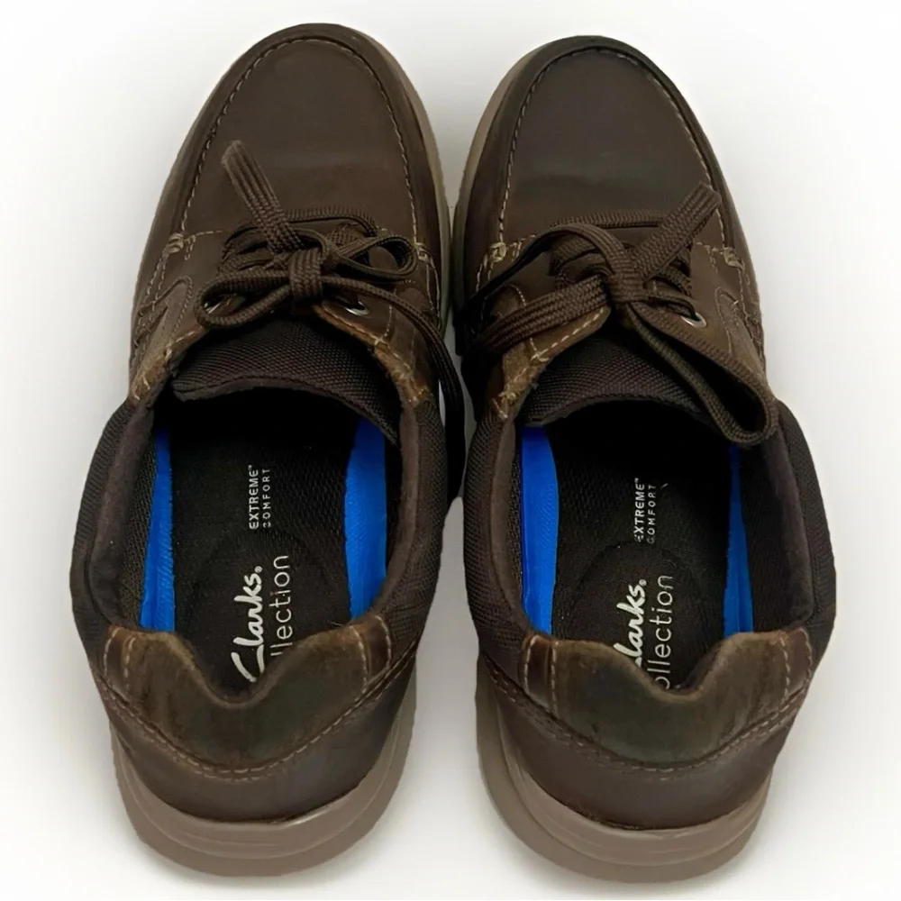 Clarks Bradley Vibe Leather Derby Comfort Shoes Mens Sz 9.5 Brown Lace Up Casual